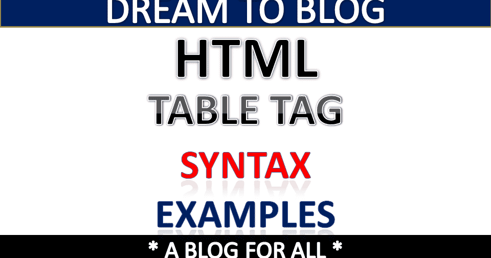HTML table tag Introduction, Syntax and Examples Dream To Blog