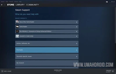 Menu Purchase pada Steam Client PC