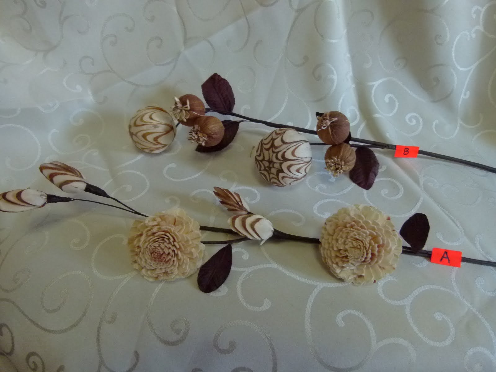 & U Mango wood Vases and Trays and Handmade Flowers For Sale.