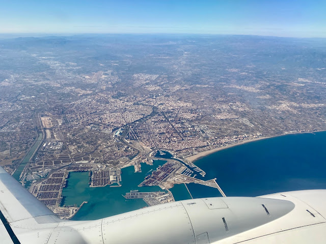 View of Valencia, Spain, from an airplane window