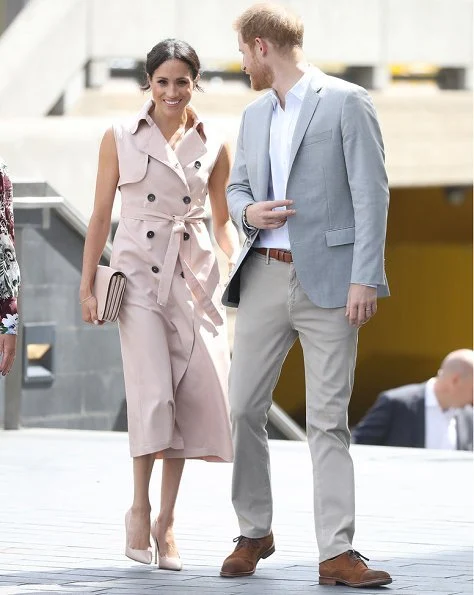 Meghan Markle wore Nonie trench coat from the Nonie SS18 collection. Canadian-based luxury fashion label. Mulberry Handbag, Dior Shoes