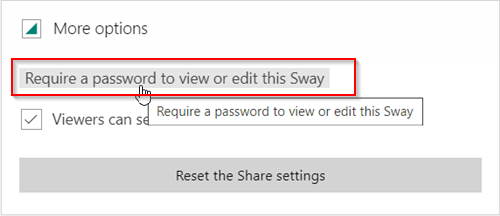 Как добавить пароль в сюжетную линию Microsoft Sway