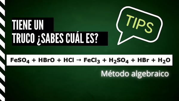 ▷ FeSO4 + HBrO + HCl → FeCl3 + H2SO4 + HBr + H2O 【 Algebraico SOLUCIÓN ✅ 】 