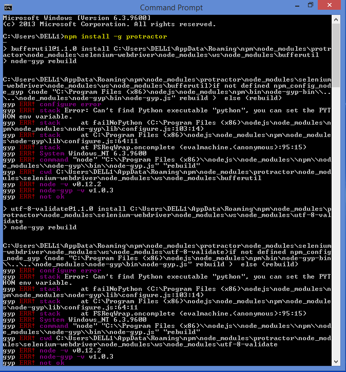 Protractor Installation Automation Home