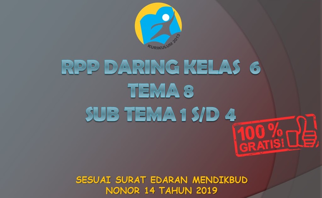 RPP Daring Kelas 6 Tema 8 Subtema 1, 2, 3, 4 Semester 2