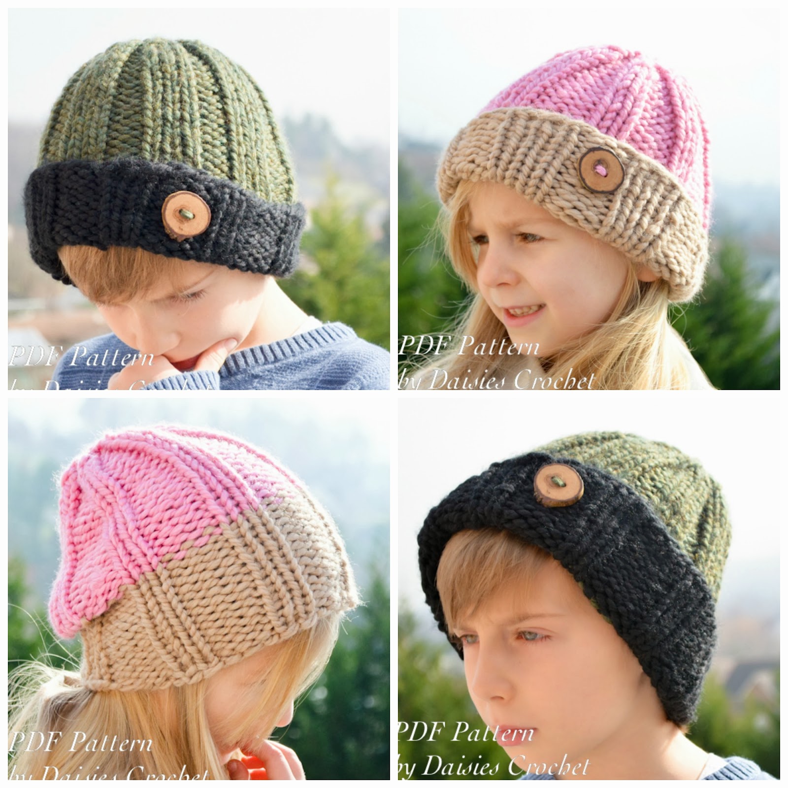 Daisies Crochet Knitting pattern. Reversible beanie. Clomder hat