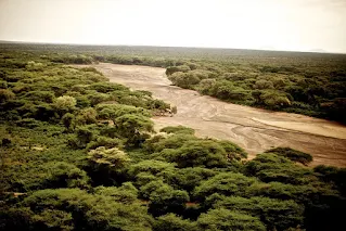 The Ekuma River is one of the seven disappearing rivers in Namibia Africa.