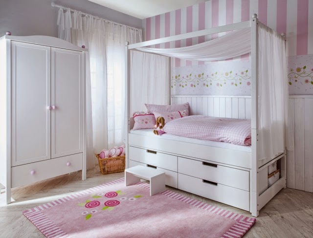 Cuarto de niña en rosa y gris - Ideas para decorar dormitorios