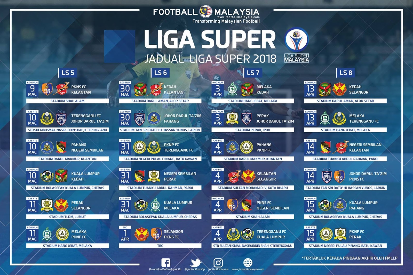 Piala 2021 jadual malaysia tm Liga Malaysia