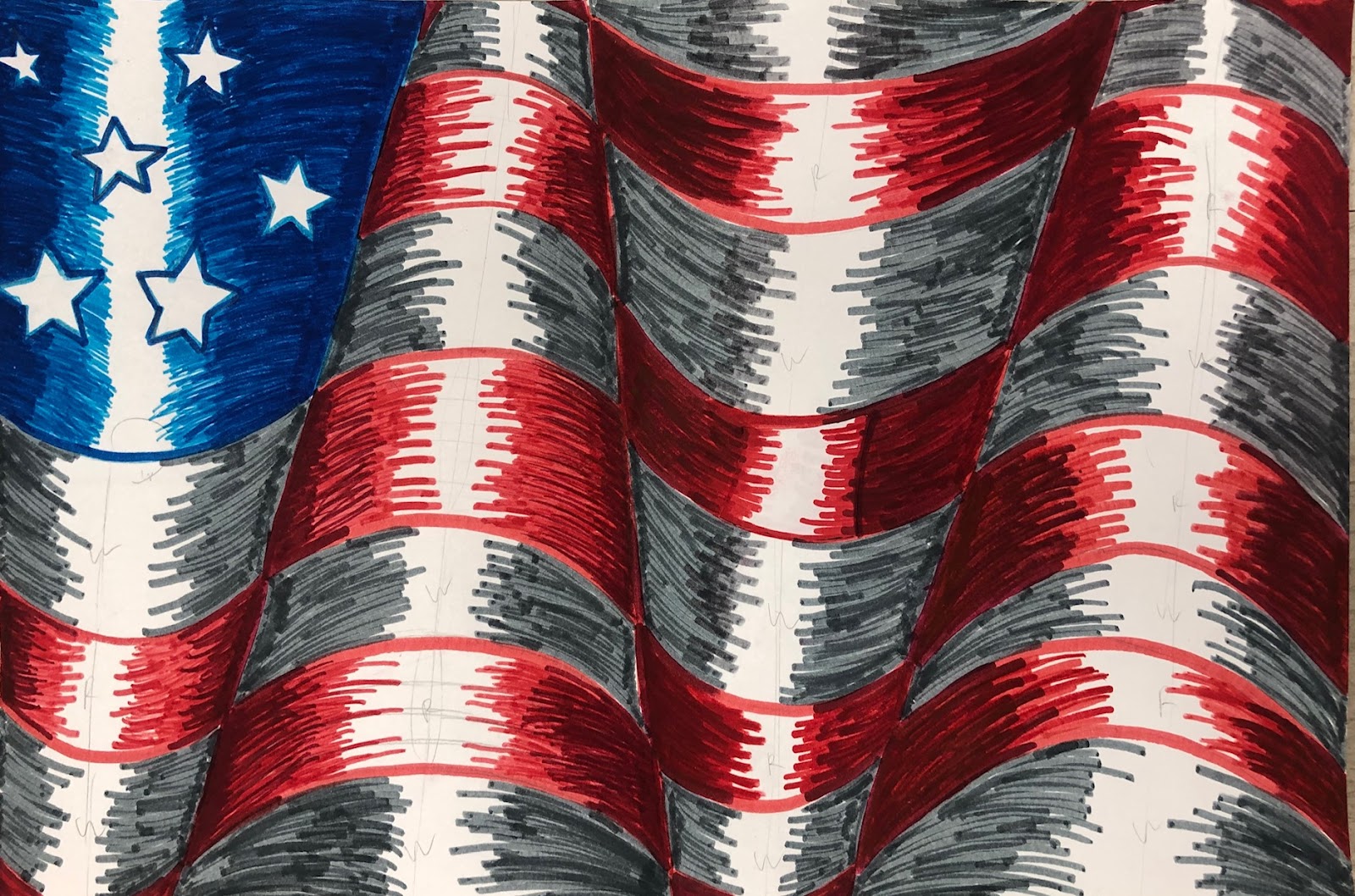 The Lost Sock Op Art American Flags