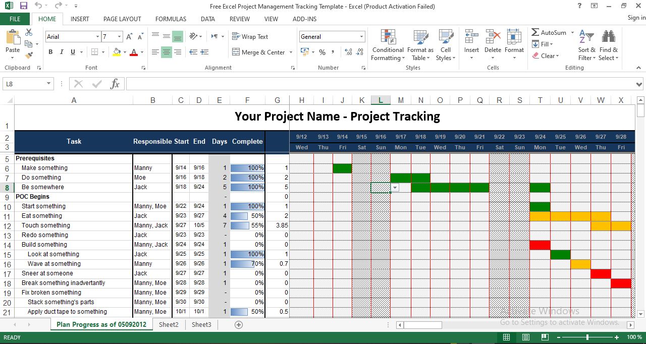 Free Excel Project Management Tracking Template