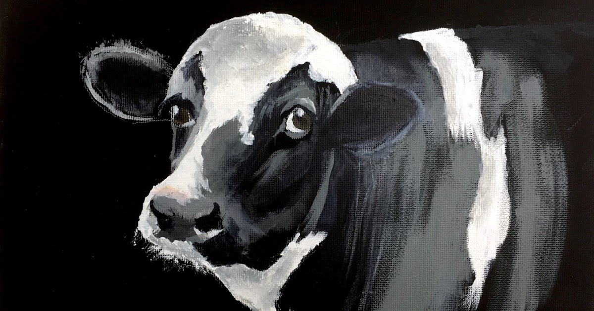 PAT's ART JOURNAL: Having Fun with Black Canvas & Cows!
