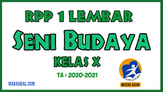 RPP 1 Lembar Seni Budaya Kelas X Revisi Tahun 2020