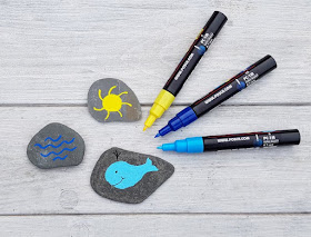 DIY: Ein Steinmemory für Kinder aus bemalten Steinen. Mit Stiften bemalt Ihr die gesammelten Steine, überlegt Euch vorher die Motive.