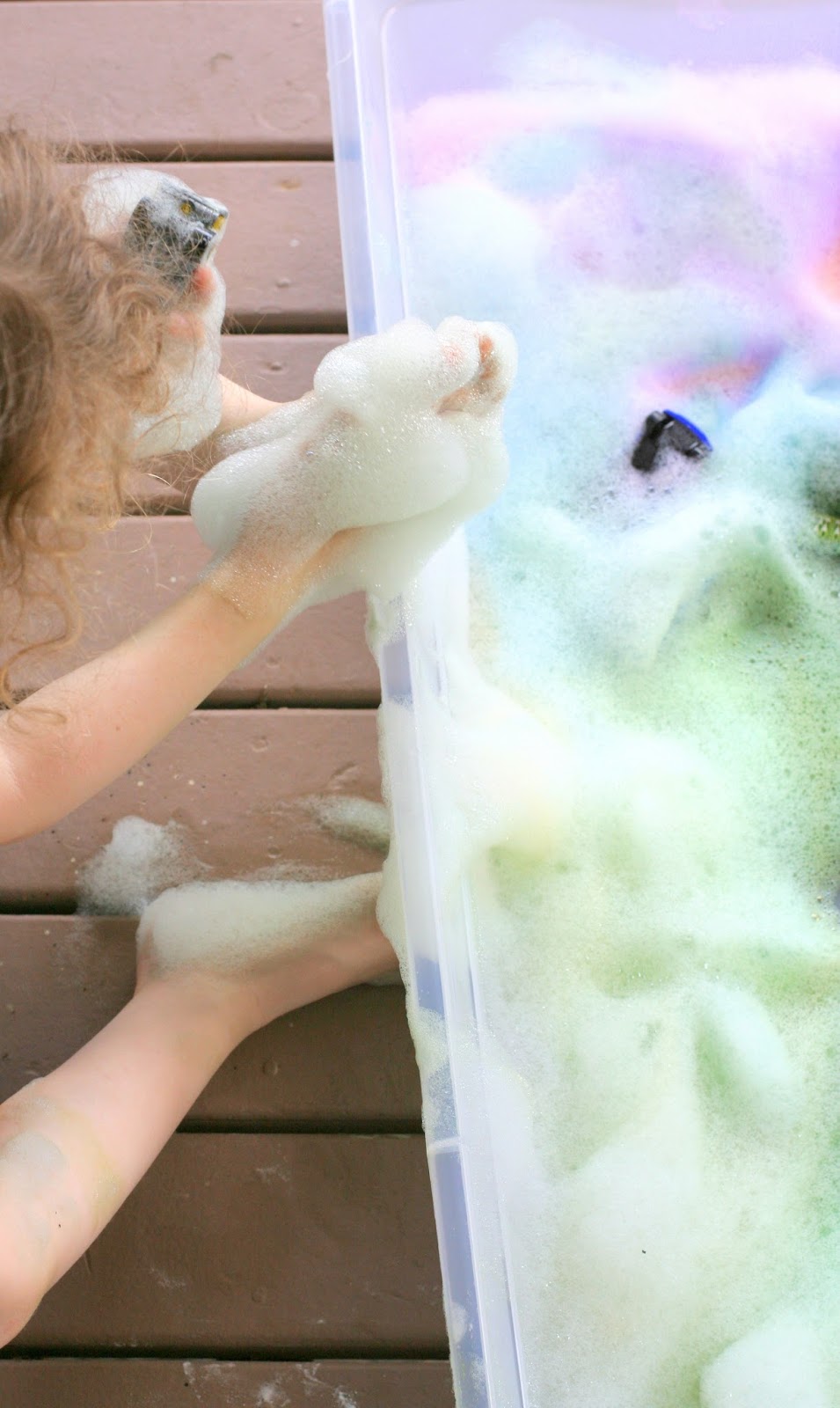 Rainbow Soap Foam Bubbles Sensory Play