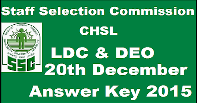 SSC CHSL LDC DEO Answer Key 2015