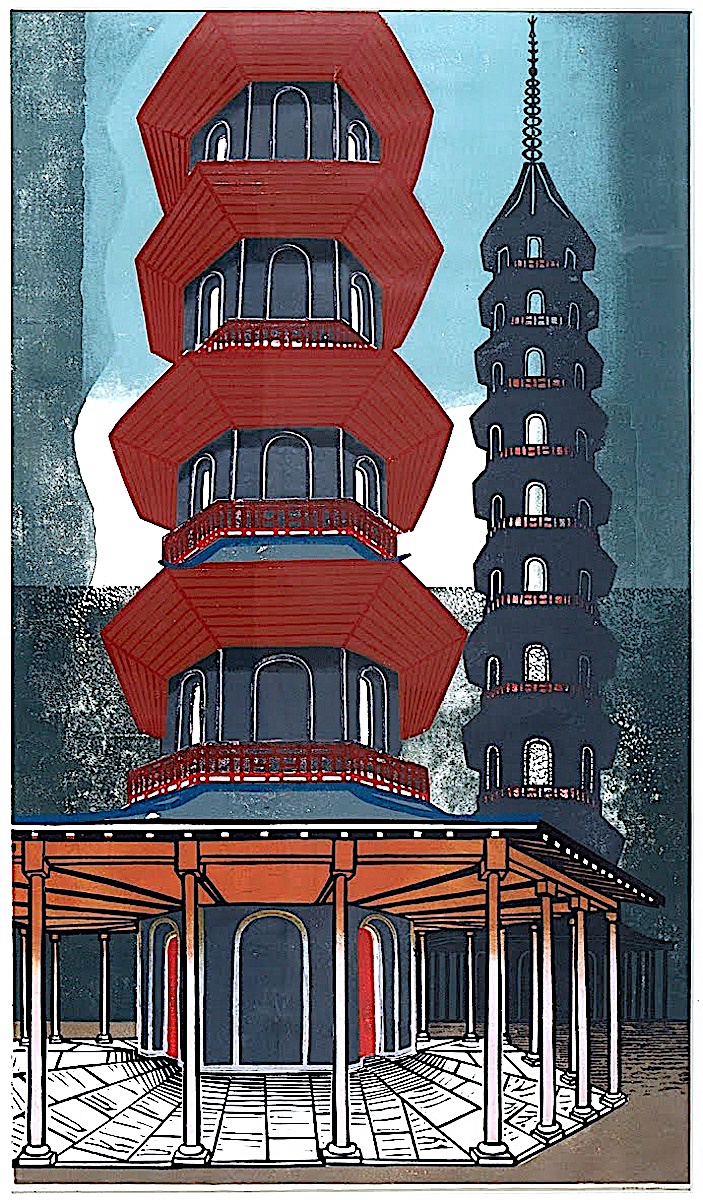 Edward Bawden an Edward Bawden illustration of a pagoda