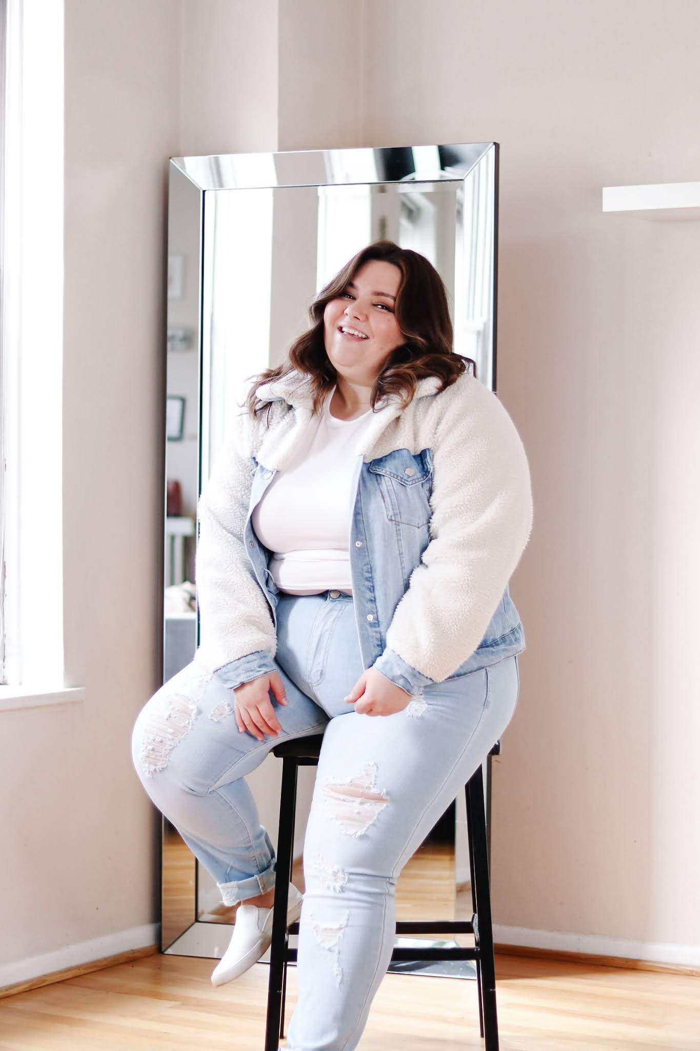 petite and plus size fashion blogger natalie in the city reviews Forever 21's plus size faux shearling jackets and teddy coats