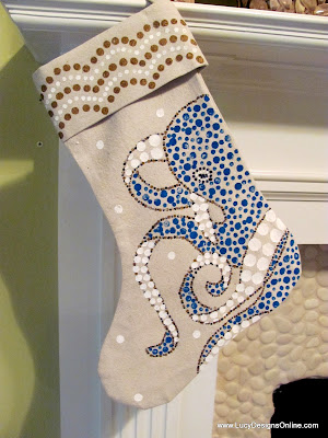 hand painted octopus christmas stocking
