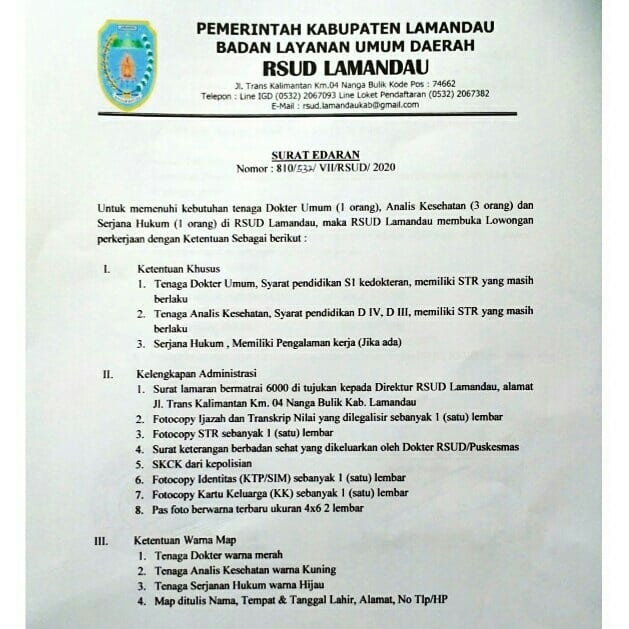 Loker kabupaten lamandau