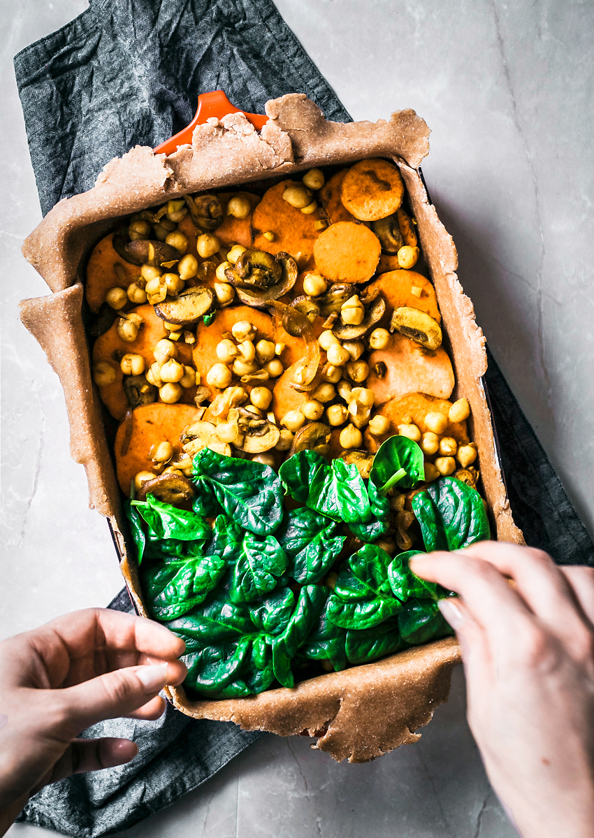 Sweet Potato, Spinach, and Chickpea Slab Pie Occasionally Eggs