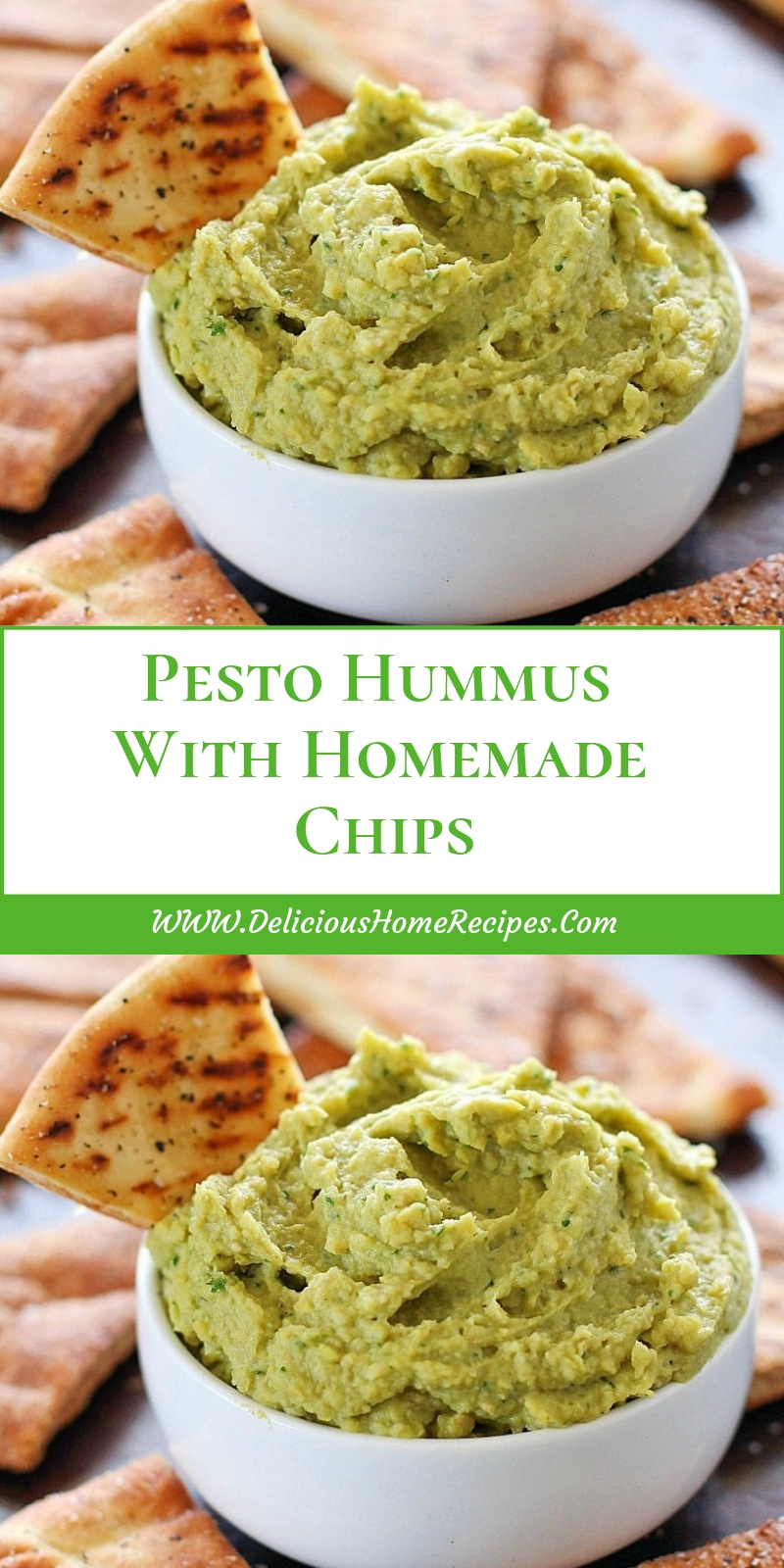 Pesto Hummus With Homemade Chips Pesto Hummus With Homemade Chips
