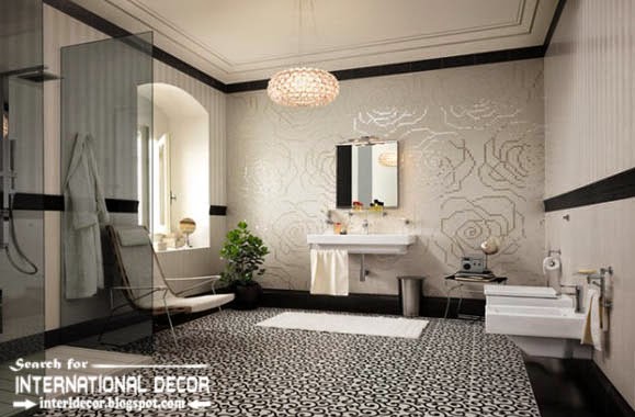 Black and white bathroom design, tiles, furniture, ideas, Italian bathroom