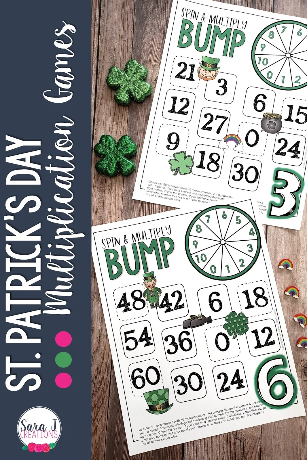 St. Patrick's Day Multiplication Bump is the perfect way to practice math facts in a fun and festive way. These games are perfect for kids in second grade, third grade, or even fourth grade and beyond. Download, print, and play!! Try out the FREE sample.