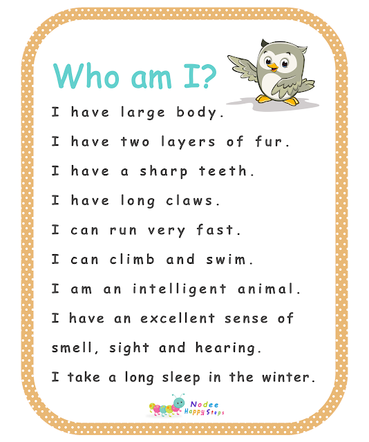 Guessing Game for Kids -  Who am I - I am a bear