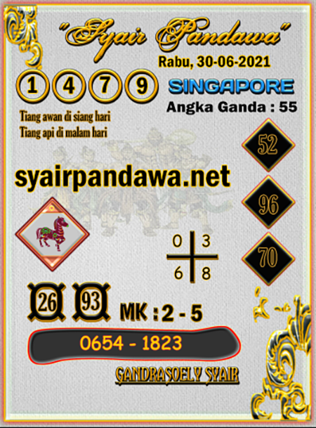 Syair Pandawa SGP Rabu 30-06-2021