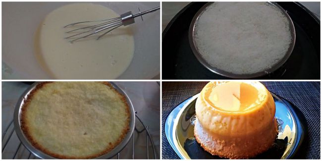 Preparación del flan casero de coco