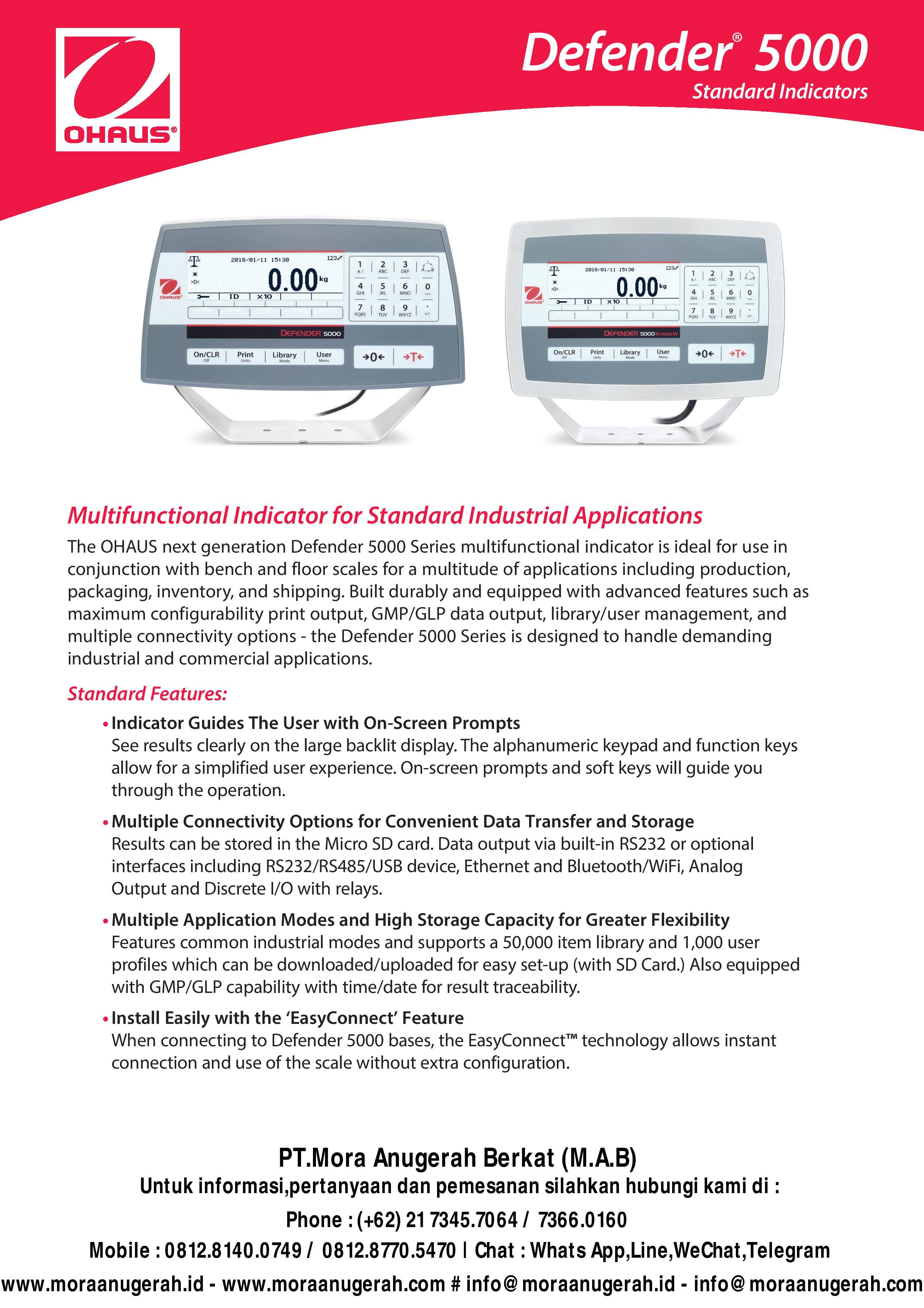 Ohaus Defender 5000 Standard Indicator Supplier Alat Laboratorium