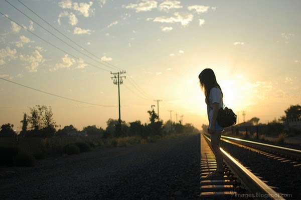 Alone Sad Girl Sunset Railway Track Feeling