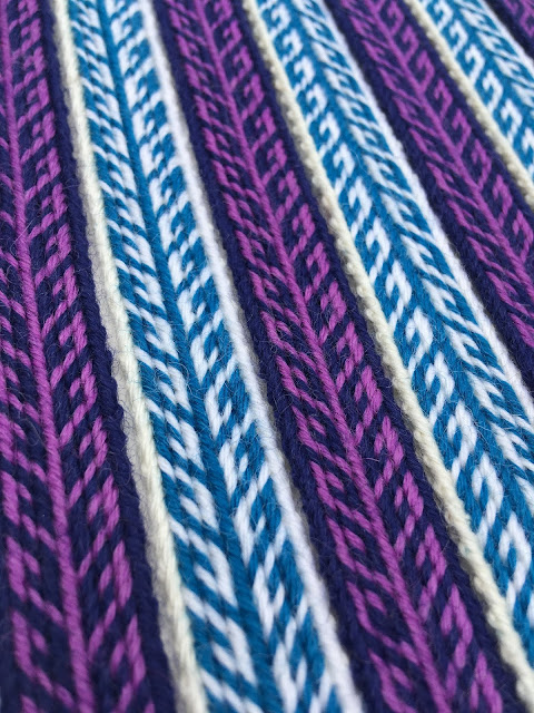 Two example tablet woven bands made using the pattern above