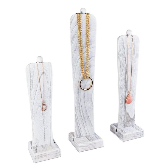 #WDJ5033G 3Pcs Wooden Freestanding Necklace Easel Display Stand Holder