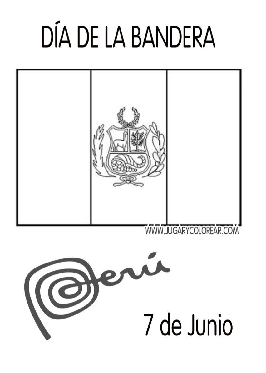 Perú dibujos para colorear escudo y bandera - Jugar y Colorear