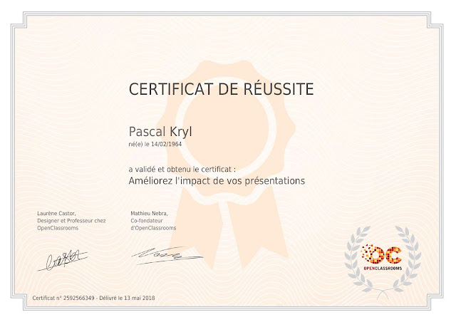 certificat réussite OpenClassrooms Améliorez l'impact de vos présentations