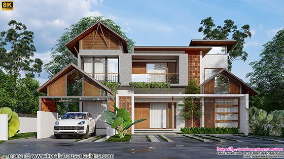 Mixed roof Tropical house rendering