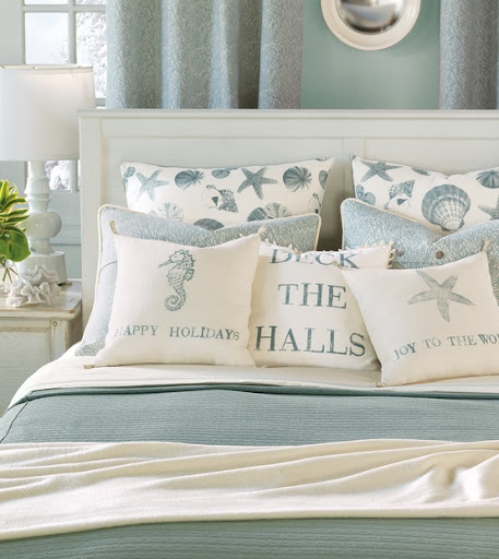 beachy christmas pillows