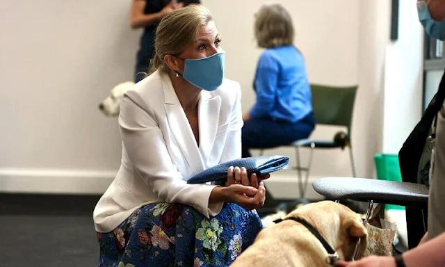 Countess of Wessex wore a vesper floral print crepe midi skirt from Erdem. Princess Alexandra handed over the Patronage of Guide Dogs