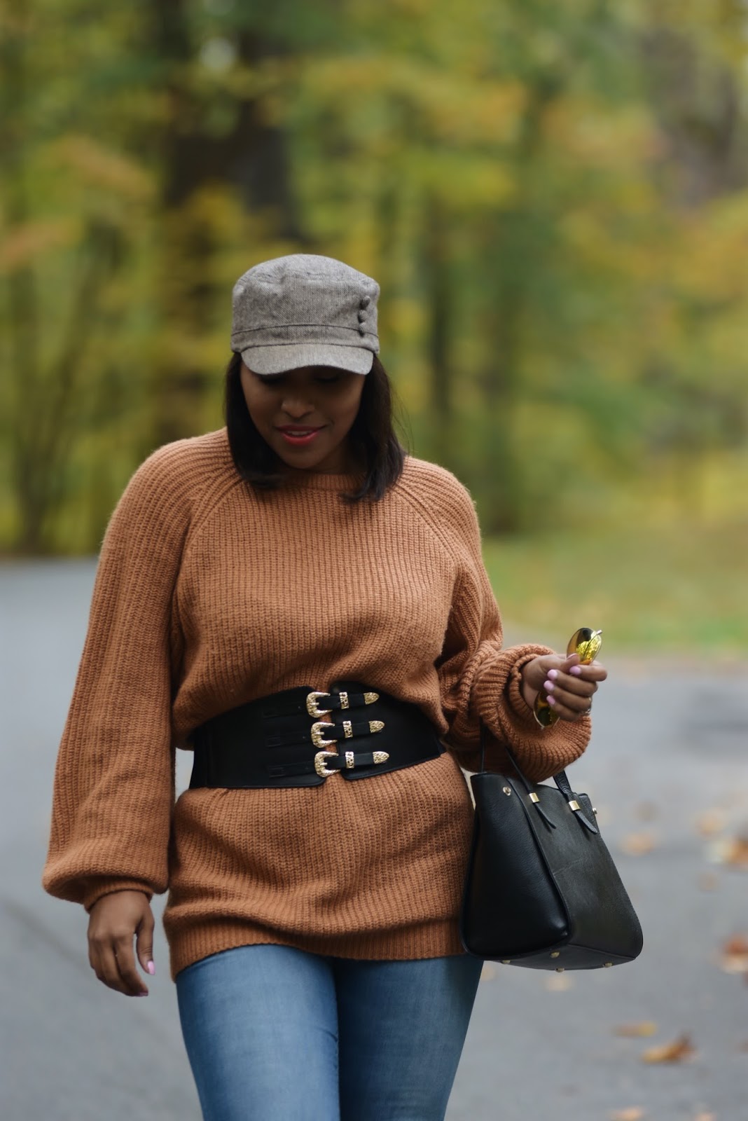 Fall foilage, fall outfits, forever21 sweaters, casual fall outfits, waist belts, rock creek park, dc bloggers, dominican bloggers