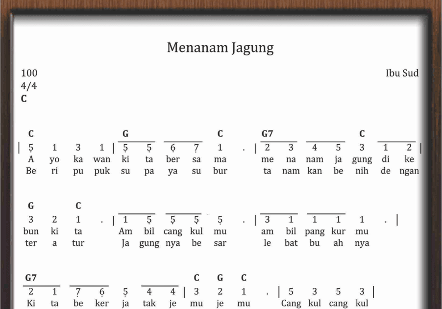 Not Angka Menanam Jagung Sekitar Musik