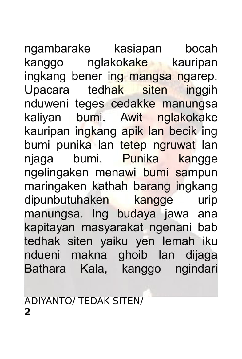 SEKAR ADI WIRAMA ACARA TEDAK SITEN