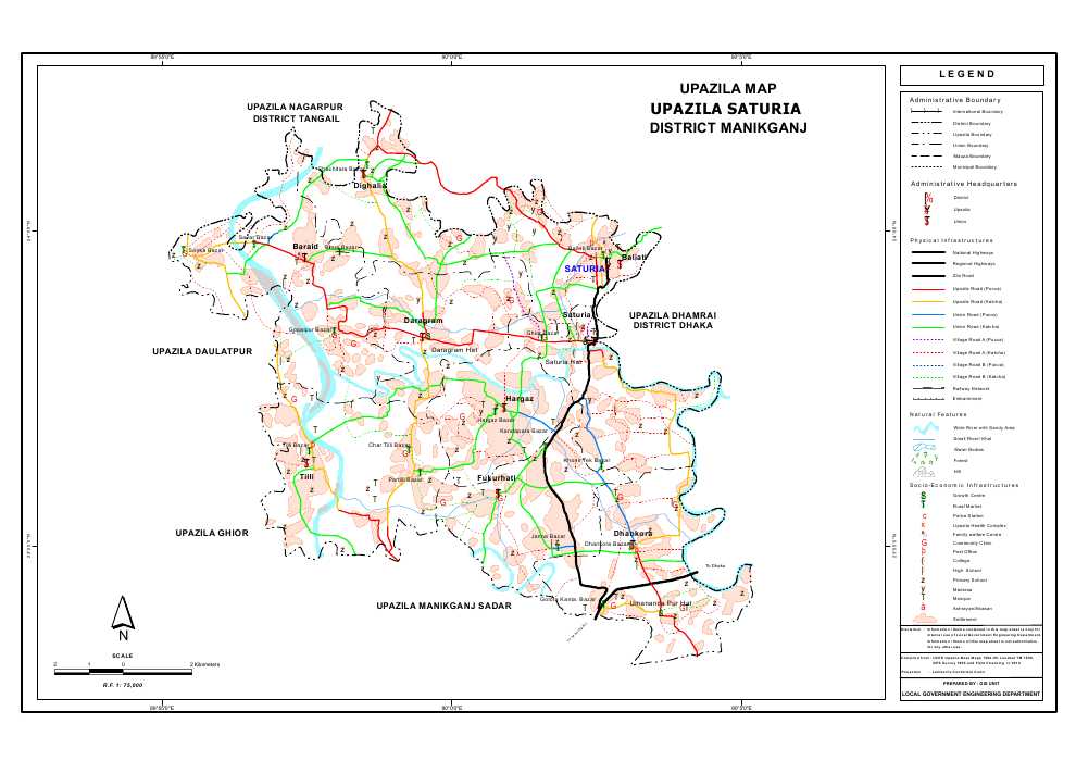 Saturia Upazila Map Manikganj  District Bangladesh