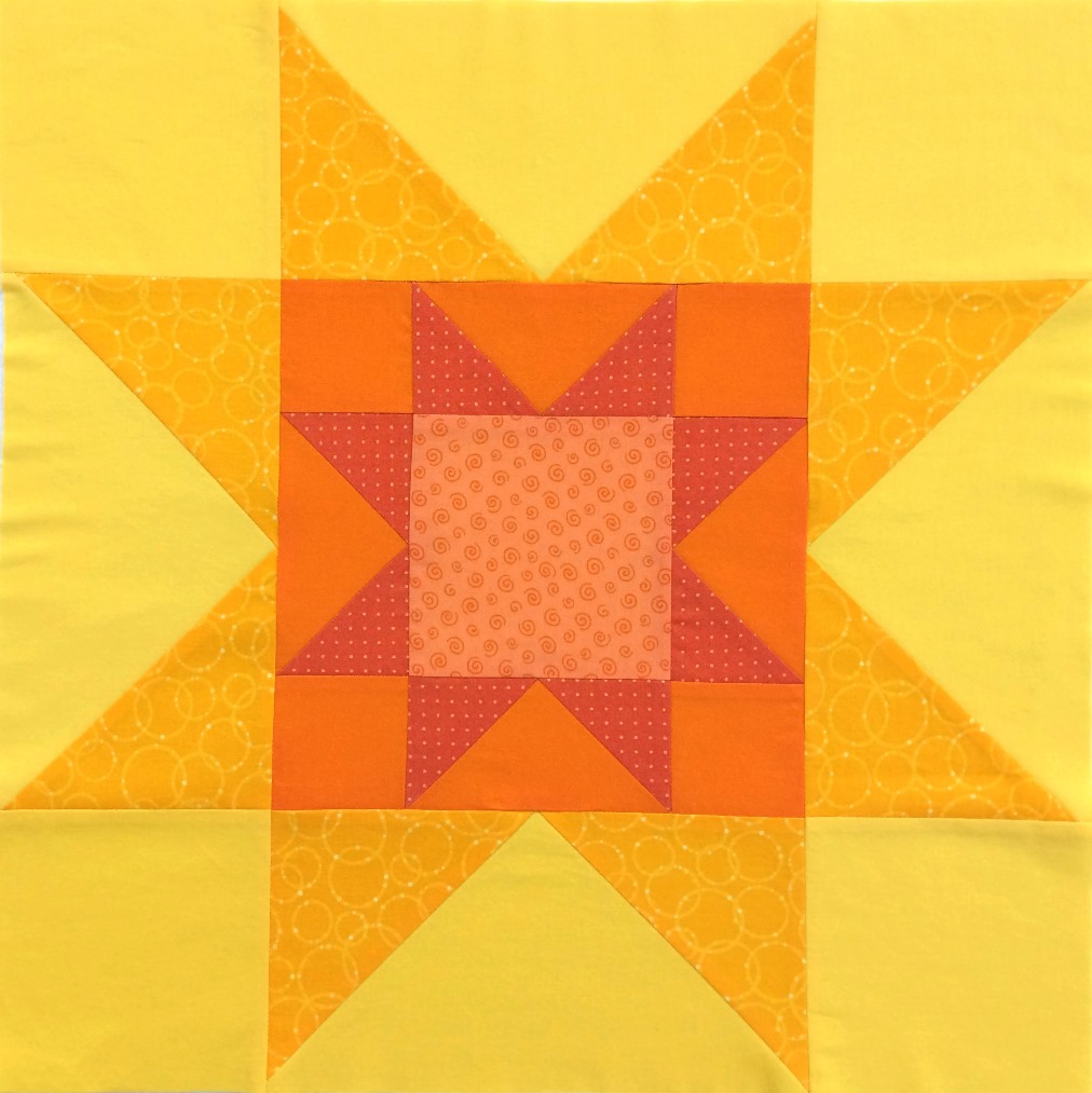 Quilted Blooms Sawtooth Star Quilt Blocks (with Pieced Centers)