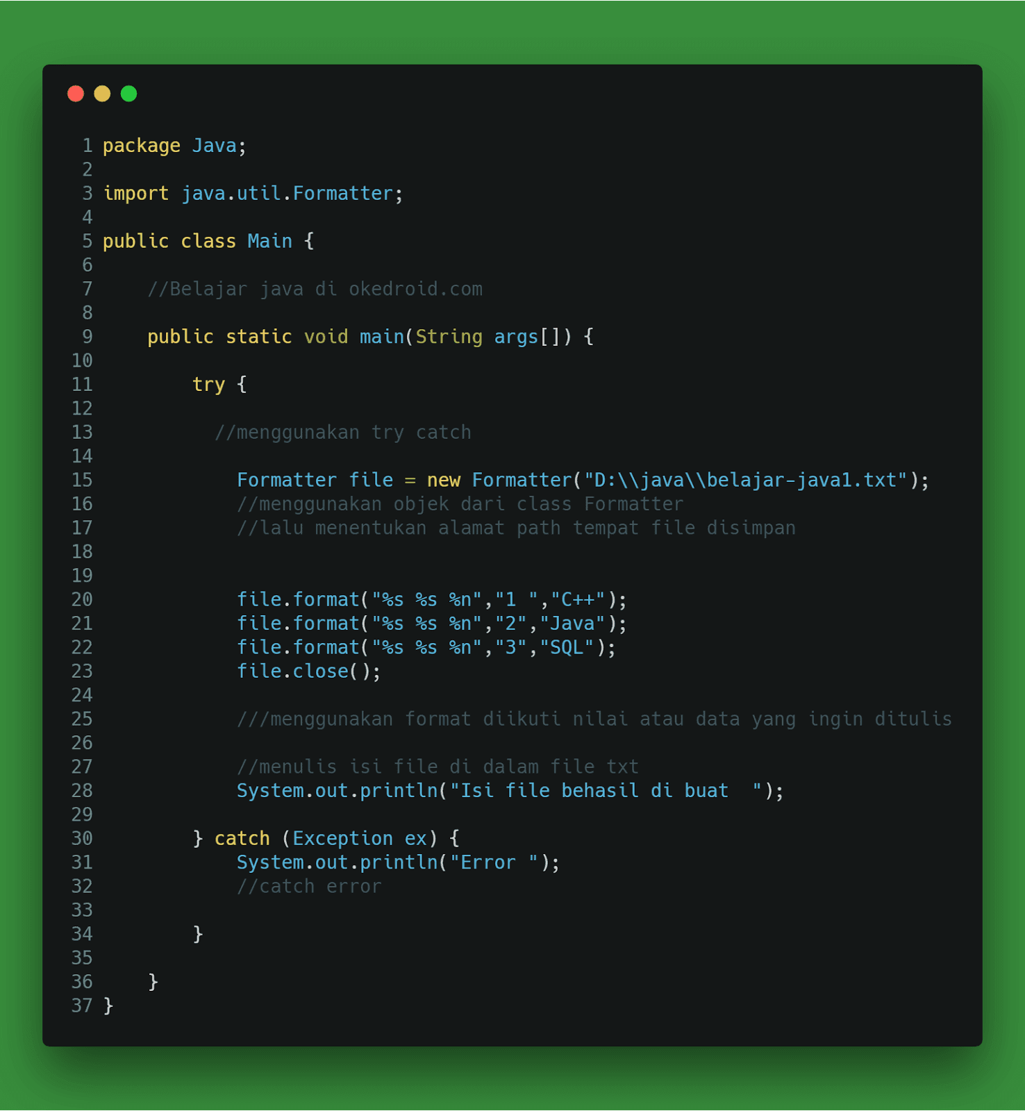 Belajar Menulis Isi File Txt Dengan Formatter Di Jadwal Java - Java ...