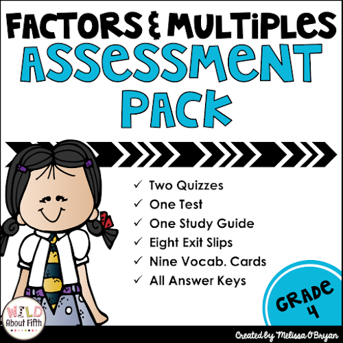 Math Common Core Factors and Multiples Assessment Pack