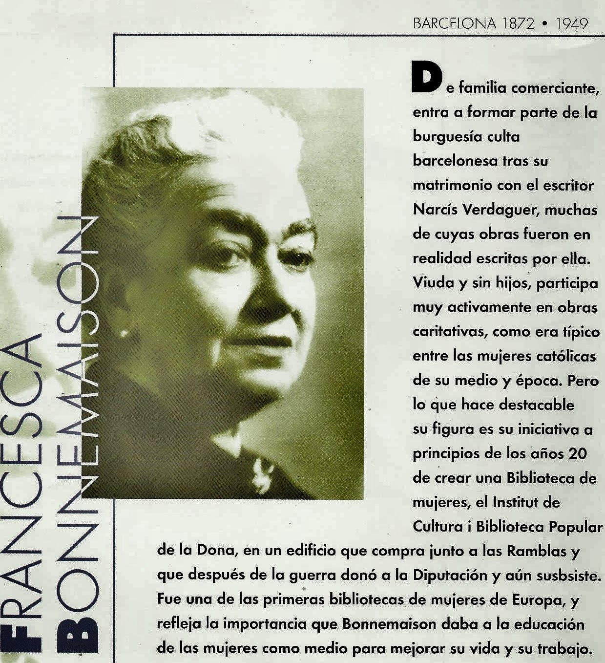 Mujerícolas Francesca Bonnemaison.Creadora de la primera Biblioteca