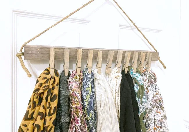 Easy and Inexpensive Hanging Scarf Organizer