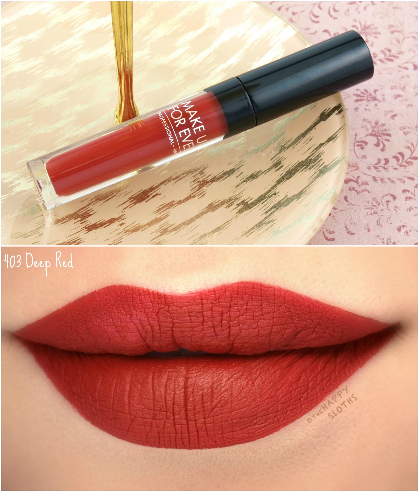 Make Up For Ever Artist Liquid Matte | 403 Deep Red: Review and Swatches